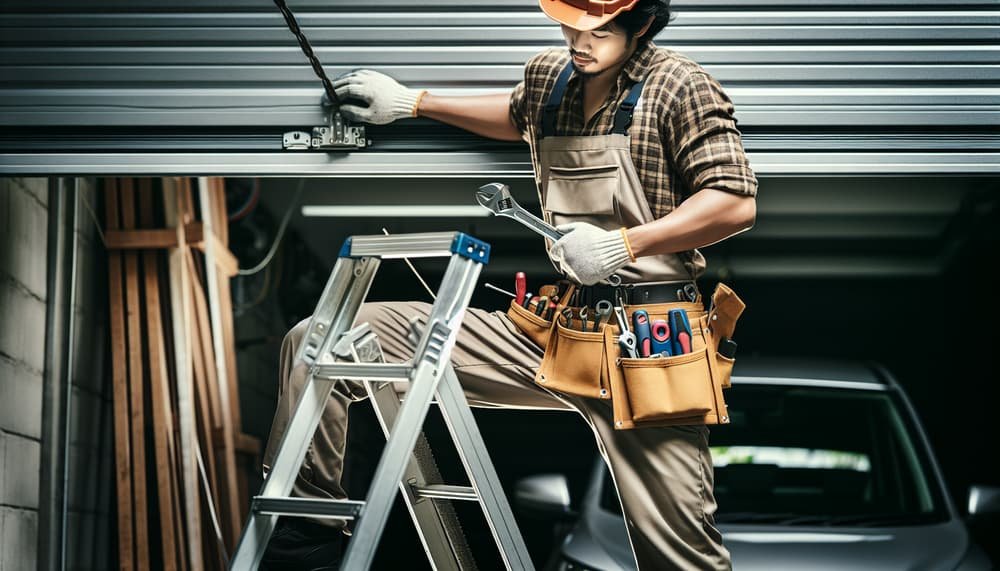 Expert garage door technician at work